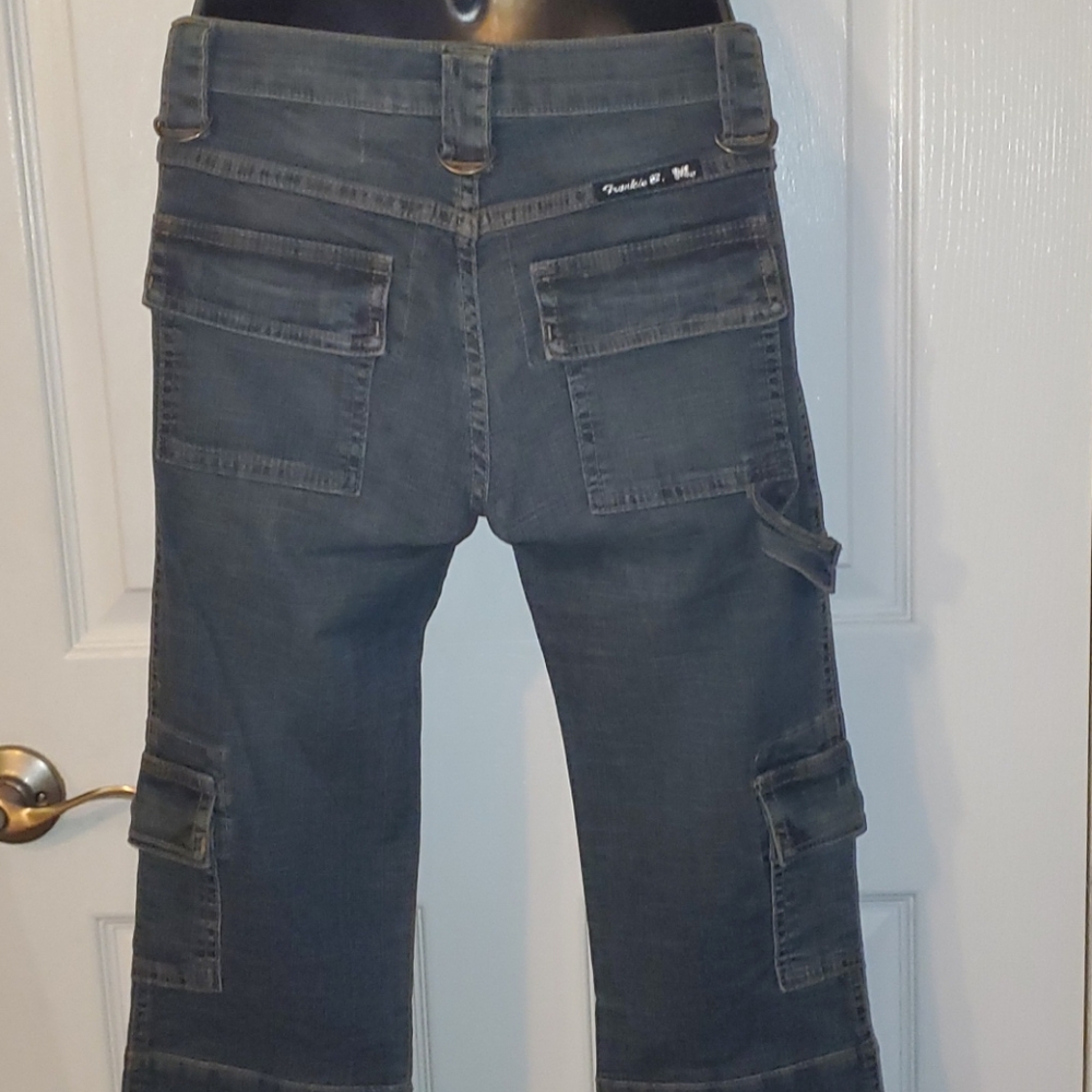 Frankie B Low Rise Cargo Denim Blue Jeans Sz 2